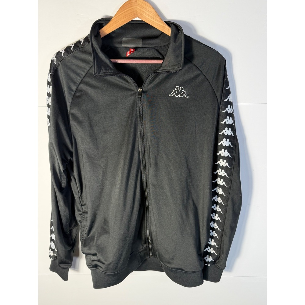 Kappa Banda Anniston Track Jacket Black Logo Tape Full Zip Mens XL